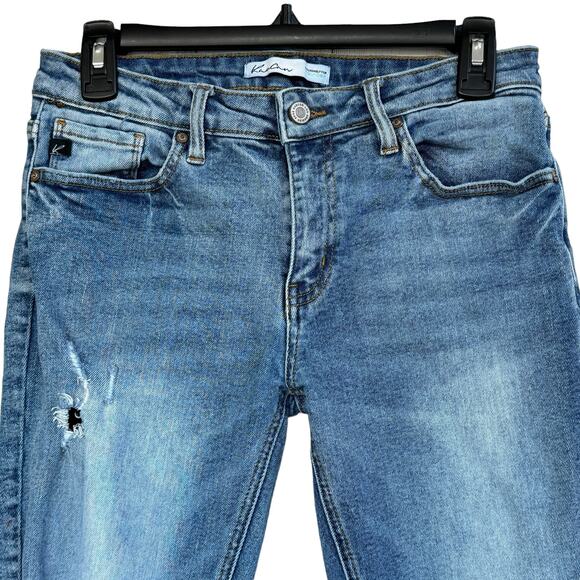 KanCan SZ 25 Skinny Jeans Distressed Rips Mid-Rise Stretch Zip-Fly Medium Wash - Picture 2 of 12
